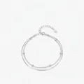 Bracciale a doppio strato in argento sterling S925 catena snake con perline da donna - Argento 925 / Argento
