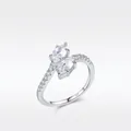 Elegant S925 sterling silver snake ring with sparkling marquise cut cubic zirconia - US Size 5 / Silver