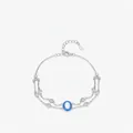 Pulsera de doble capa en plata S925 con piedra blanca ovalada y esmalte azul - Plata 925 / Plata de ley 925