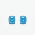 Orecchini a lobo in argento S925 con pietre blu taglio radiant e smalto azzurro - Stile Geometrico Elegante (RHE1801) / Argento Sterling S925 Blu Cielo
