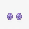 Elegante S925 Silberstecker mit ovalen lavendelfarbenen Steinen und violettem Emaille - 925er Silber / Lavendel (S925 Sterlingsilber)