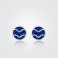 Eleganti orecchini a lobo in argento s925 con motivo a onde in smalto blu su sfondo bianco - Argento 925 / Onda Blu (Base Bianco Argento)