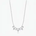 S925 silver beaded chain necklace with sparkling geometric waterdrop diamond pendant - 925 Silver / Silver
