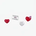 Set de pendientes de plata 925 con corazones de esmalte rojo y dijes de cartas de amor - Plata 925 / Plata de ley 925