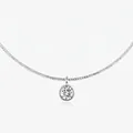 Elegantes 925 Sterling Silber Choker-Halskette mit einem runden Solitär-Anhänger für Damen - 925er Silber / Silber