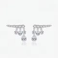 Elegant S925 sterling silver drop earrings with shimmering cubic zirconia tassels - 925 Silver / 925 Sterling Silver