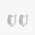Pendientes de aro en forma de U de plata S925 con doble fila de circonitas brillantes - Plata 925 / Plateado