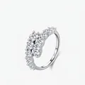 Luxurious S925 sterling silver multi-stone cluster ring with sparkling round zircons - US Size 5 / Silver