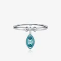 Eleganter S925 Silberring mit mintgrünem Marquise-Stein und blauer Emaille-Veredelung - US Größe 5 / Silber