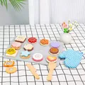 Wooden kids play food set with cookies tray spatula and oven mitt for role play - Baking Biscuit