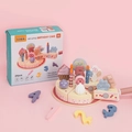 Kids wooden birthday cake toy set with macaron colors and accessories in original box - American Birthday Cake
