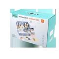 KABI wooden kitchen toy set for kids with stove, pans and utensils in original packaging - 40.5X20X26.5 / Morandi Style (Coffee Machine Stove)