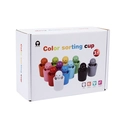 Color sorting cup toy set with twelve colorful wooden peg dolls in a premium box - 12 Colors Peg Dolls Sorting Cup Set