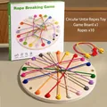 Round wooden puzzle board game with 10 colorful elastic ropes for logic training - Round Rope Game (gb30)