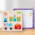 3D Holzpuzzle und Zeichentafel-Set mit Arzt und Krankenwagen Thema für Kinder - Krankenwagen