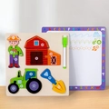 Wooden farm theme 3D puzzle toy with numbers and alphabet tracing board for toddlers - Forklift