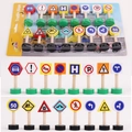 Set educativo de 16 señales de tráfico de madera con bases de colores para niños - Estilo de Encrucijada (Tipo A)
