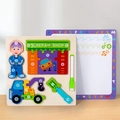 3D wooden puzzle set for kids featuring vehicle repair theme and drawing whiteboard - Crane