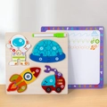 Space theme wooden 3D puzzle with astronaut pieces and alphabet whiteboard set - Rocket
