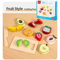 11-piece wooden fruit cutting set with knife and board for toddlers educational play - Fruit Style