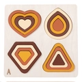 Houten puzzel met geneste geometrische vormen zoals harten en driehoeken voor peutereducatie - Stijl A (5772183136707)