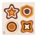 Houten nestpuzzel met geometrische vormen in aardetinten op een minimalistische basis - Stijl B (5772183136708)