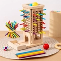 Holz 3-in-1 Lernspielzeug mit bunten Stäben und Kugeln für die frühkindliche Bildung - 3-in-1 Stab-Zieh-Spiel