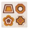 Houten Montessori geometrische puzzel voor peuters met aardetinten vormen en stijl D - Stijl D (5945094341577)