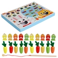 Gioco di pesca magnetica e puzzle di carote in legno per lo sviluppo dei bambini - Gioco di Pesca e Trazione delle Carote