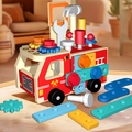 Montessori wooden fire truck toy with assembly tools and colorful gears for kids - Fire Truck Disassembly Tool Toy Set (P0.85kg)