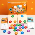 Holz-Mathe-Lernspielzeug mit Zahlenscheiben und Rechenkarten für Kinder ab 3 Jahren - Zahlenzerlegung Spiel