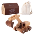 Children's wooden excavator toy set with natural solid wood car model and storage bag - Excavator