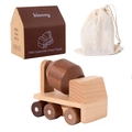 Mini wooden cement mixer toy set with creative house-shaped box and cotton storage pouch - Cement Mixer