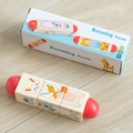 Rotating wooden puzzle toy with cartoon animals and red handles for baby motor skills - Animal Style - Red