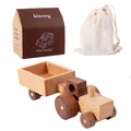 Mini wooden tractor with trailer toy set including house box and cotton bag storage - Farm Tractor