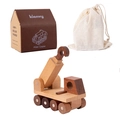 Handcrafted wooden mini crane toy set with eco-friendly storage bag and original gift box - Crane