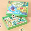 Gioco da tavolo Fun Monster Hunt con scatola verde, dadi in legno e carte di mostri - Fun Monster Hunt