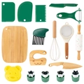 Set da cucina 17 pezzi per bambini in legno e plastica con stampini a stella e cuore - Set da 17 pezzi