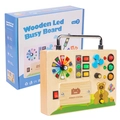 Pannello sensoriale LED in legno con pulsanti colorati e tema orsetto station power - Stile Orso