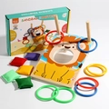 Lion themed 2-in-1 bean bag toss and ring toss wooden game set for kids training - Lion Theme 2-in-1 Game Set