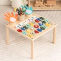 Wooden math learning table with number blocks and felt hand finger counting tools - Number Learning Board