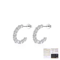 S925 sterling silver moissanite C-shape stud earrings with GRA certification - Moissanite Pavé Style (MSE0092) / With GRA Certificate Gift Box