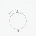 Bracciale minimalista in argento S925 a sfere con un ciondolo a cuore in rilievo lucido - Argento 925 / Argento