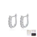 Elegant S925 sterling silver U-shaped hoop earrings with D color moissanite accents - 925 Silver / 925 Sterling Silver