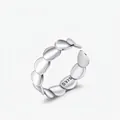 S925 Sterlingsilber Ring mit unregelmäßigen überlappenden ovalen Scheiben in polierter Optik - Einstellbar Offen / Silber
