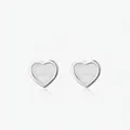 S925 sterling silver heart stud earrings with white marble texture and silver frames - 925 Silver / Silver