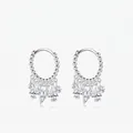 S925 Sterling Silber Tropfenohrringe mit Perlentextur und funkelnden Zirkonia-Steinen - 925er Silber / Silber