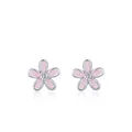 Rosafarbene Blumen-Ohrstecker aus S925 Silber mit funkelndem Zirkon-Zentrum - 925er Silber / Rosa