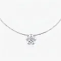 Choker in argento S925 con fiore sabbiato opaco e ciondolo di zircone rotondo elegante - Ciondolo a Fiore (RHN1867) / Argento