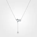 Elegante collana a Y in argento S925 con cristalli taglio smeraldo e ciondolo geometrico - Argento 925 / Argento sterling 925